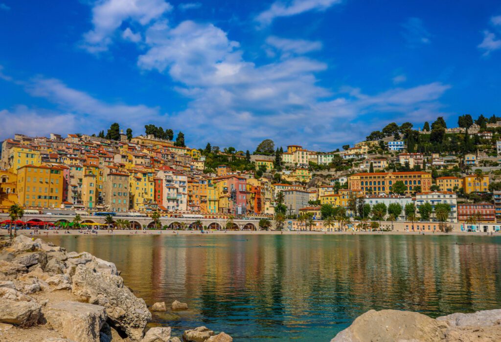 Menton, France with colorful buildings in the background